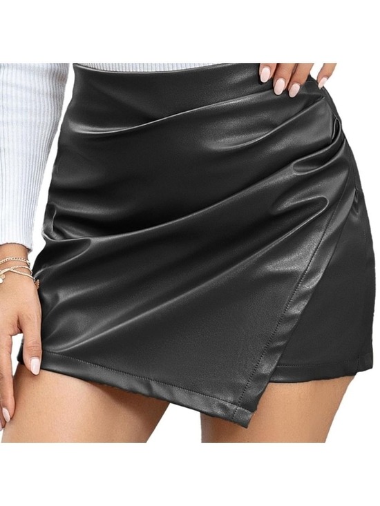 We1Fit Pants - We1Fit Women Faux Leather High Elastic Waisted PU Leather Skort NWT Size S